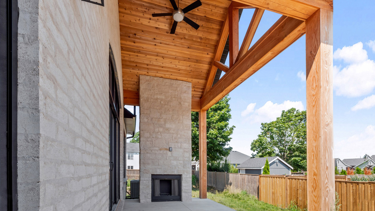 Gas fireplace on a gorgeous patio thumbnail
